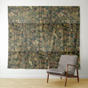 Grosse Feuille Verdure & Animaux Tapisserie Renais
