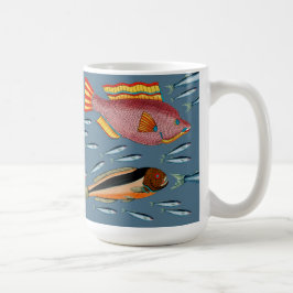 Große Fische essen die kleinen Fische Kaffeetasse