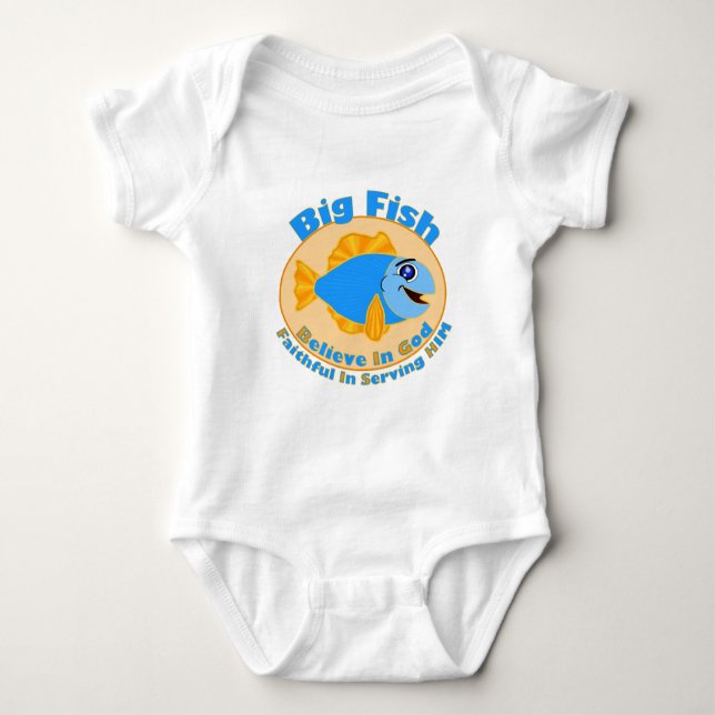 Große Fische glauben an Gott Baby Strampler (Vorderseite)