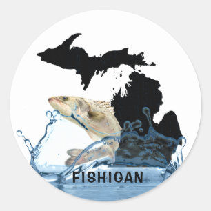Große Fische im Wasser mit Michigan Runder Aufkleber
