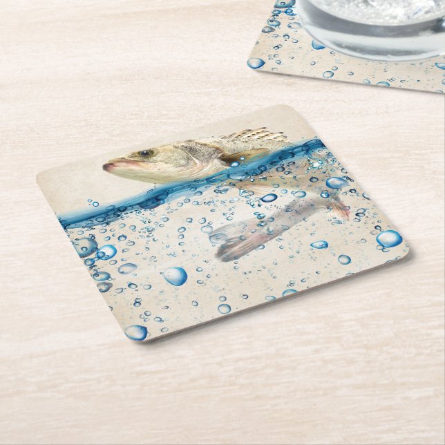 Große Fische springen aus dem Wasser Rechteckiger Pappuntersetzer (angewinkelt)