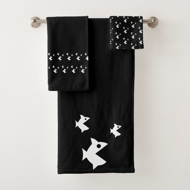 Große Fischfische Schwarz-weiß Badhandtuch Set (Insitu)
