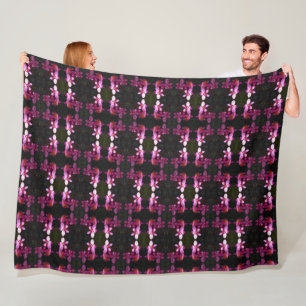 Große Fleece Blanket Lila Orchideen/Schwarz