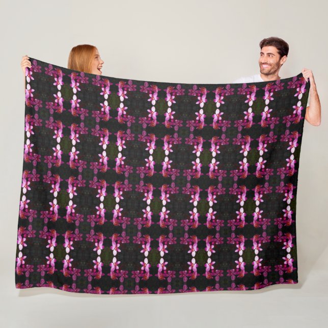 Große Fleece Blanket Lila Orchideen/Schwarz (Beispiel)