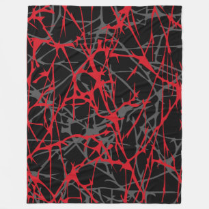 Große Fleece-Decke, modern, abstrakt, rot, schwarz Fleecedecke