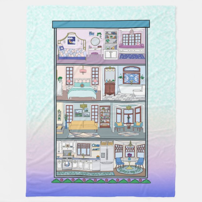 Große Fleece Dollhouse Blanket (Vorderseite)