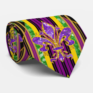 Große Fleur de Lis Goldstreifen Mardi Gras Krawatt Krawatte