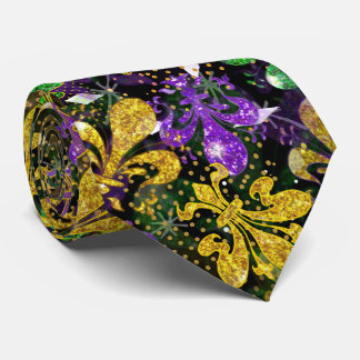 Große Fleur de Lis Goldstreifen Mardi Gras Krawatt Krawatte