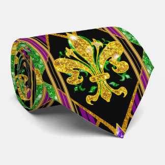 Große Fleur-de-Lis-Streifen Mardi Gras Krawatte