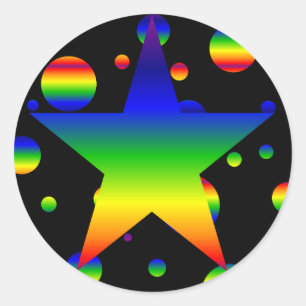 Große flippige Regenbogenstern-Tupfenaufkleber Runder Aufkleber