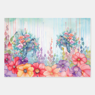 Große florale Meeresschildkröten Möbel Decoupage Geschenkpapier Set