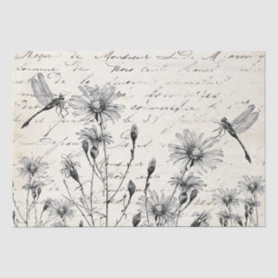 Große französische Script-Wildblume Dragonfly Deco Seidenpapier