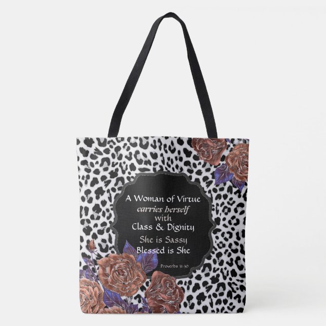 Große Frau von Tugend Blumenleopard Print-Tasche Tasche (Vorderseite)