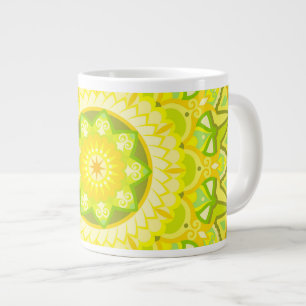 Große Frühlings-Mandala Grün Gelb Boho Oversized  Jumbo-Tasse
