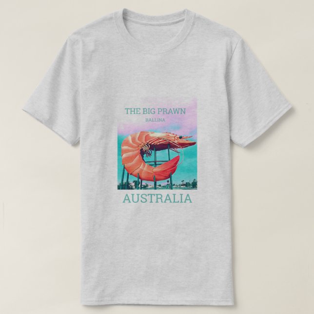 Große Garnelen-lustige Australien-Reiseikone T-Shirt (Design vorne)