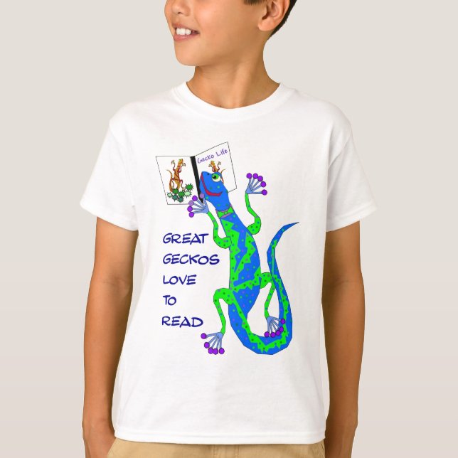 Große Geckos gelesen T-Shirt (Vorderseite)