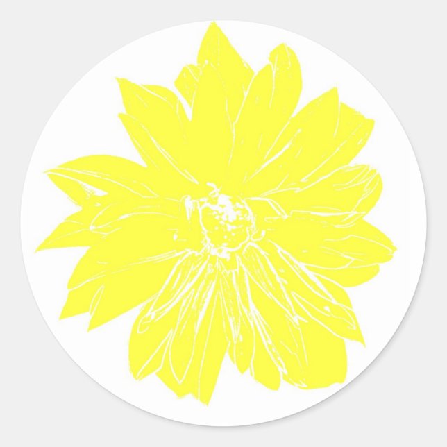 Große gelbe Blume Runder Aufkleber (Vorderseite)