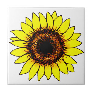 Große gelbe Sonnenblume Fliese
