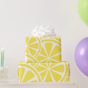 Große gelbe Zitronenscheiben modernes Muster Geschenkpapier