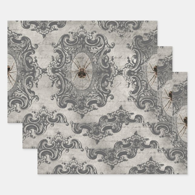 Große Gerahmte Spinne auf hellgrau Geschenkpapier Set (Set)