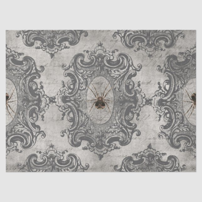 Große Gerahmte Spinne auf Light Gray Decoupage Seidenpapier (Vorderseite)