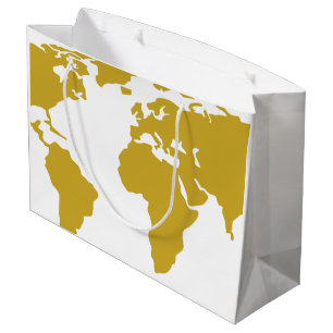 Große Geschenk-Tasche - GoldWeltkarte Geschenktüte