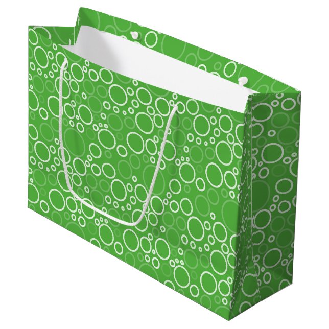 Große Geschenkbeutel-grüne Kreise Geschenktüte (Vorderseite Schrägansicht)