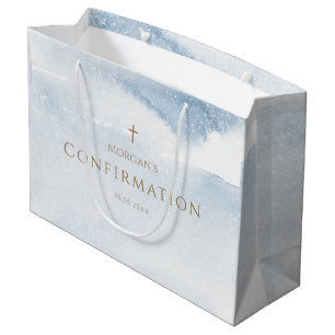 Große Geschenktasche 'Blue Watercolor Boy Confirma Geschenktüte