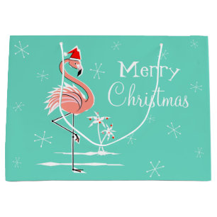 Große Geschenktasche der Weihnachtsflamingo-frohe Geschenktüte