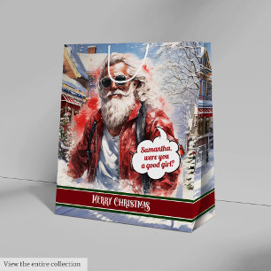 Große Geschenktasche Lustiger Weihnachtsmann Persö Mittlere Geschenktüte