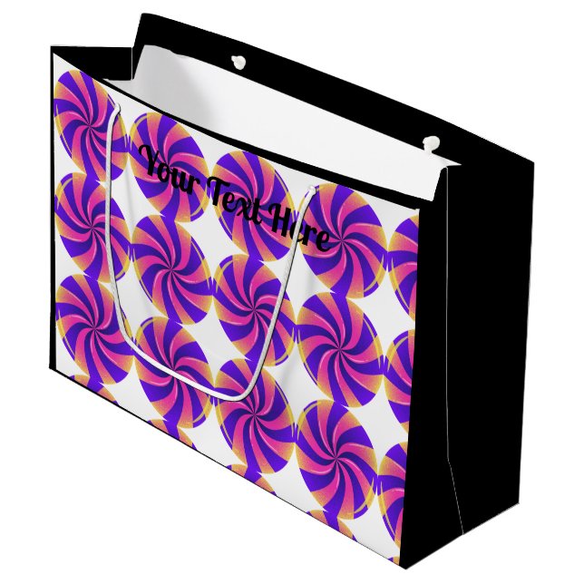 Große Geschenktaschen mit schwarzem Text Totbeutel Große Geschenktüte (Vorderseite Schrägansicht)