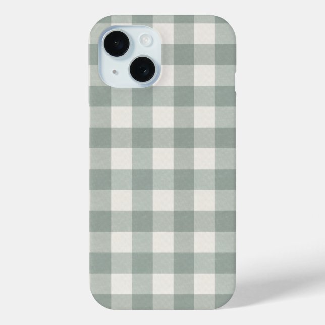 Große Gingham-Karo karierte, hellgrüne Salbei Case-Mate iPhone Hülle (Rückseite)