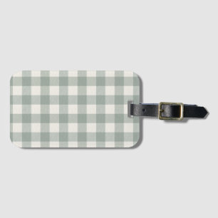 Große Gingham-Karo karierte, hellgrüne Salbei Gepäckanhänger