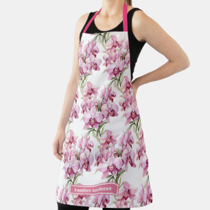 Große Girl Pink Orchid Floral Schürze
