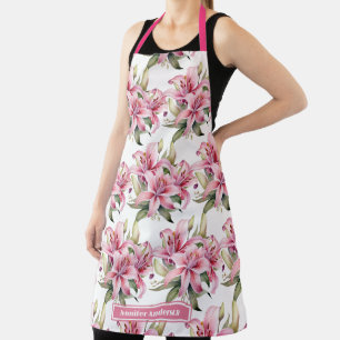 Große Girl Pink Stargazer Lily Floral Schürze