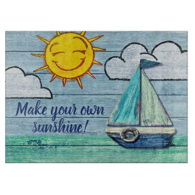 Große Glasplatte Driftwood Beach Design Schneidebrett (Vorderseite)