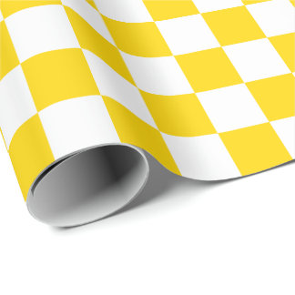 Große goldene gelbe und weiße Karos Geschenkpapier