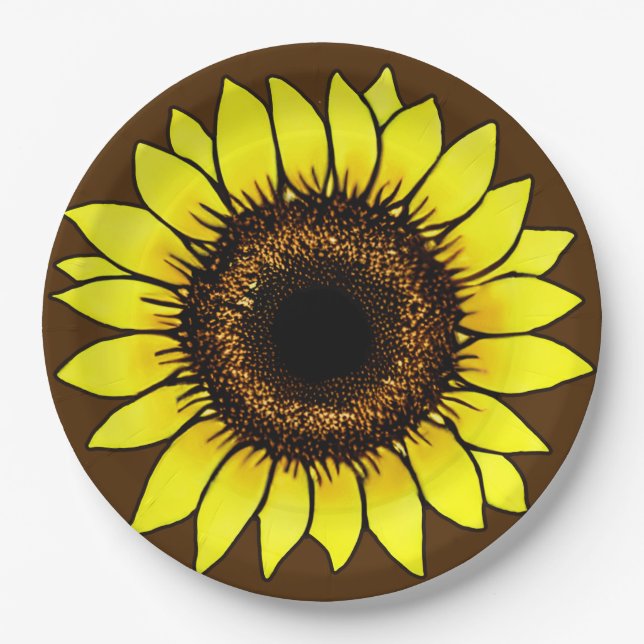 Große goldgelbe Sonnenblume Pappteller (Vorderseite)