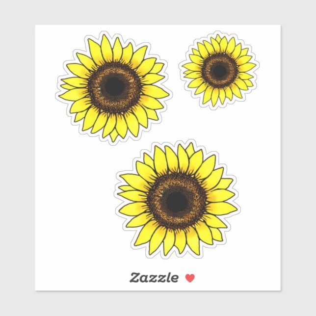 Große goldgelbe Sonnenblumen Aufkleber (Blatt)