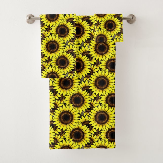 Große goldgelbe Sonnenblumen Badhandtuch Set (Insitu)