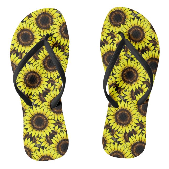 Große goldgelbe Sonnenblumen Flip Flops (Fußbett)