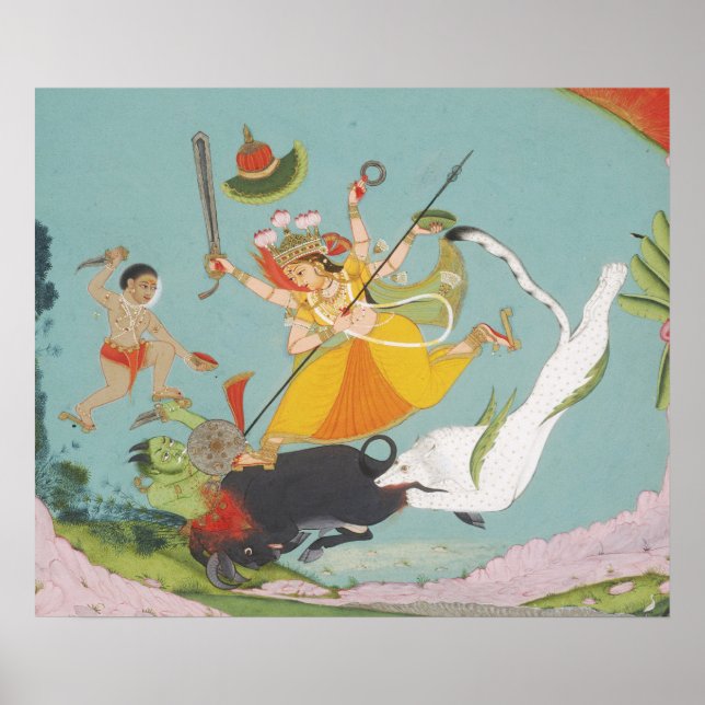 Große Göttin Durga tötet den Büffeldämon Poster (Vorne)