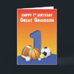 Große Grandson 1. Geburtstagssportbälle Karte<br><div class="desc">Jungs Liebe Kugeln und sobald er eins macht,  können Sie schon Ihren Enkel auf eine Karte mit Sportbälle für seinen 1. Geburtstag,  die Ereignis in der nächsten Zukunft.</div>