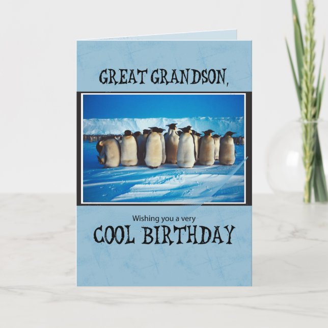 Große Grandson Birthday, Pinguine Karte (Vorderseite)