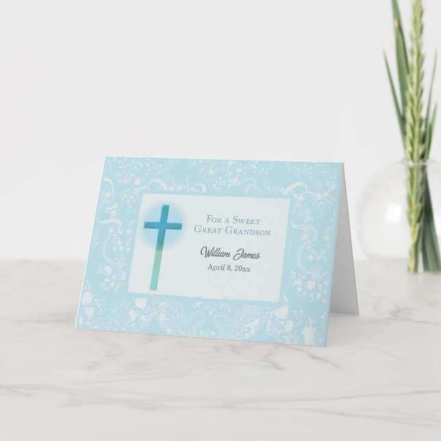 Große Grandson Christening Herzlichen Glückwunsch  Karte (Vorderseite)