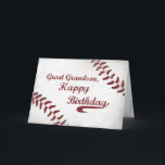 Große Grandson Geburtstag Große Baseball, Spo Karte<br><div class="desc">Magst dein großer Enkel Baseball? Dann ist das die Geburtstagskarte für ihn! Ein sehr kreatives Grunge-Design mit roten Stichen wie ein Ball.</div>