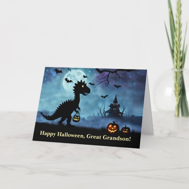 Große Grandson Happy Halloween Dinosaurier Niedlic Karte (Vorderseite)