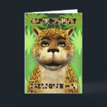 Große Grandson Leopard Jungle Geburtstagskarte Karte<br><div class="desc">Eine lustige Geburtstagskarte mit großen Leoparden- und Dschungelelementen,  ein mutiger Happy Birthday mit Leopardenfarben und -flecken,  die sicherstellen,  dass jedes Kind ein Lächeln hat wie die Katzen :) - von Moonlake Designs</div>