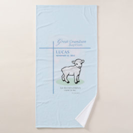 Große Grandson Taufe Blaues Lamm Personalisiert Badehandtuch