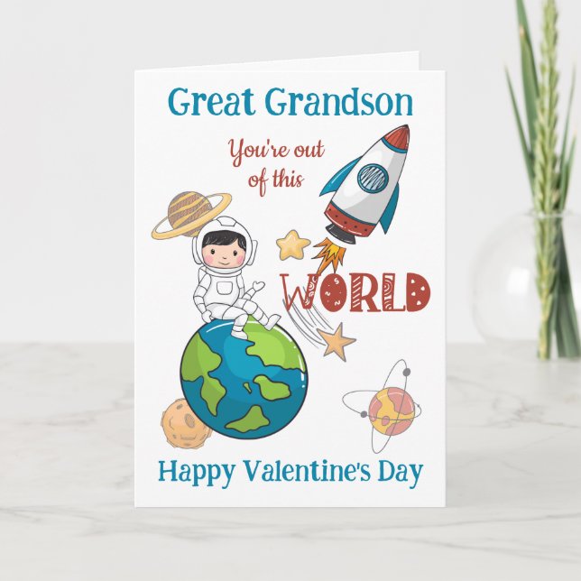 Große Grandson Valentine aus diesem Weltraum Karte (Vorderseite)